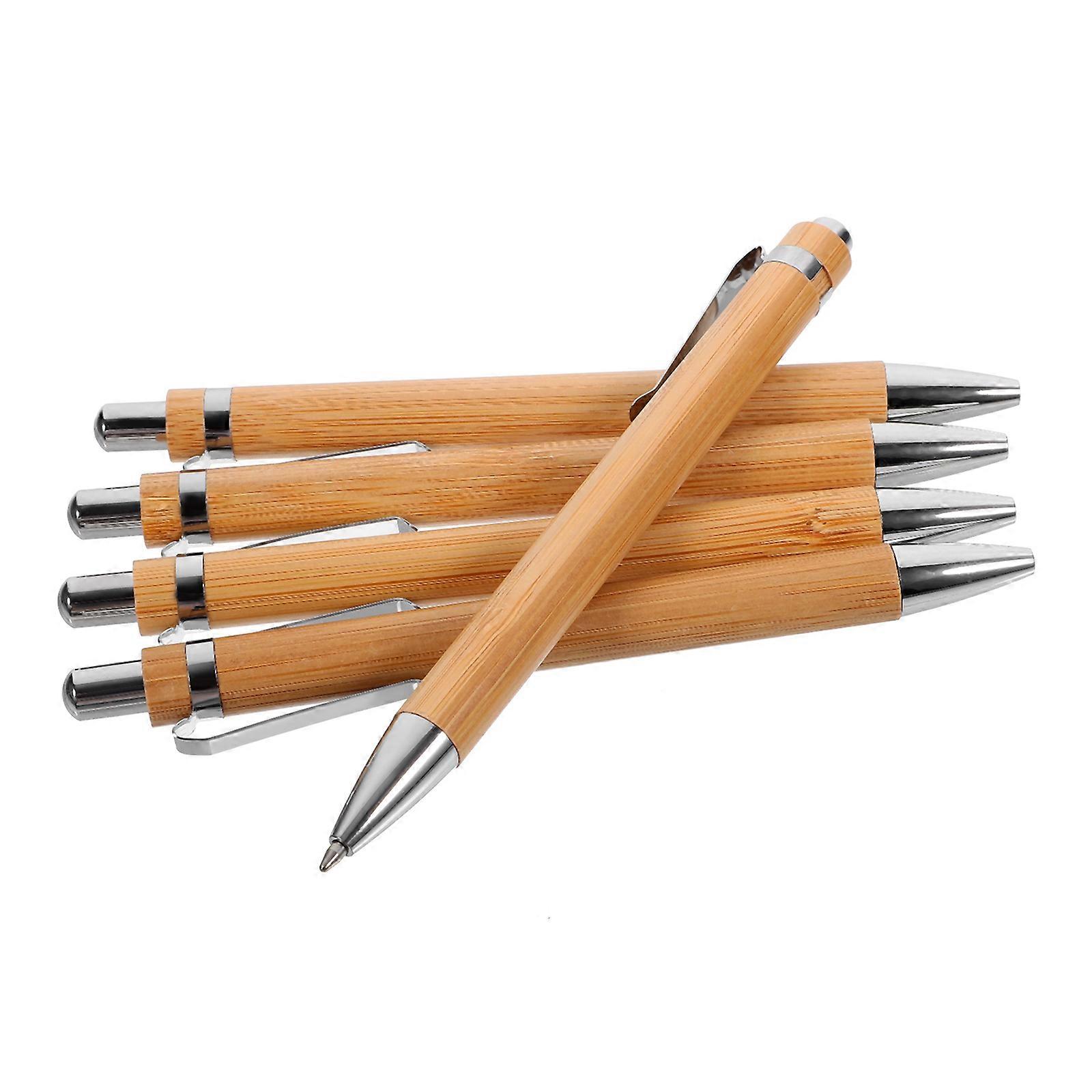 Writing Pens For Men Ballpoint Pen Business Office School Bamboo Cylindrical Delicate 5Pcs