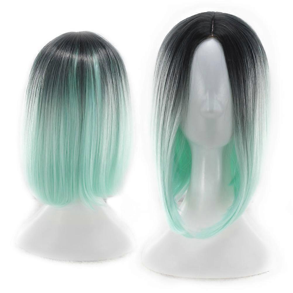 Wigs For Fun Gradient Color Short Straight Bob Wig Daily Wear Adjustable Straps Washable 1Pack