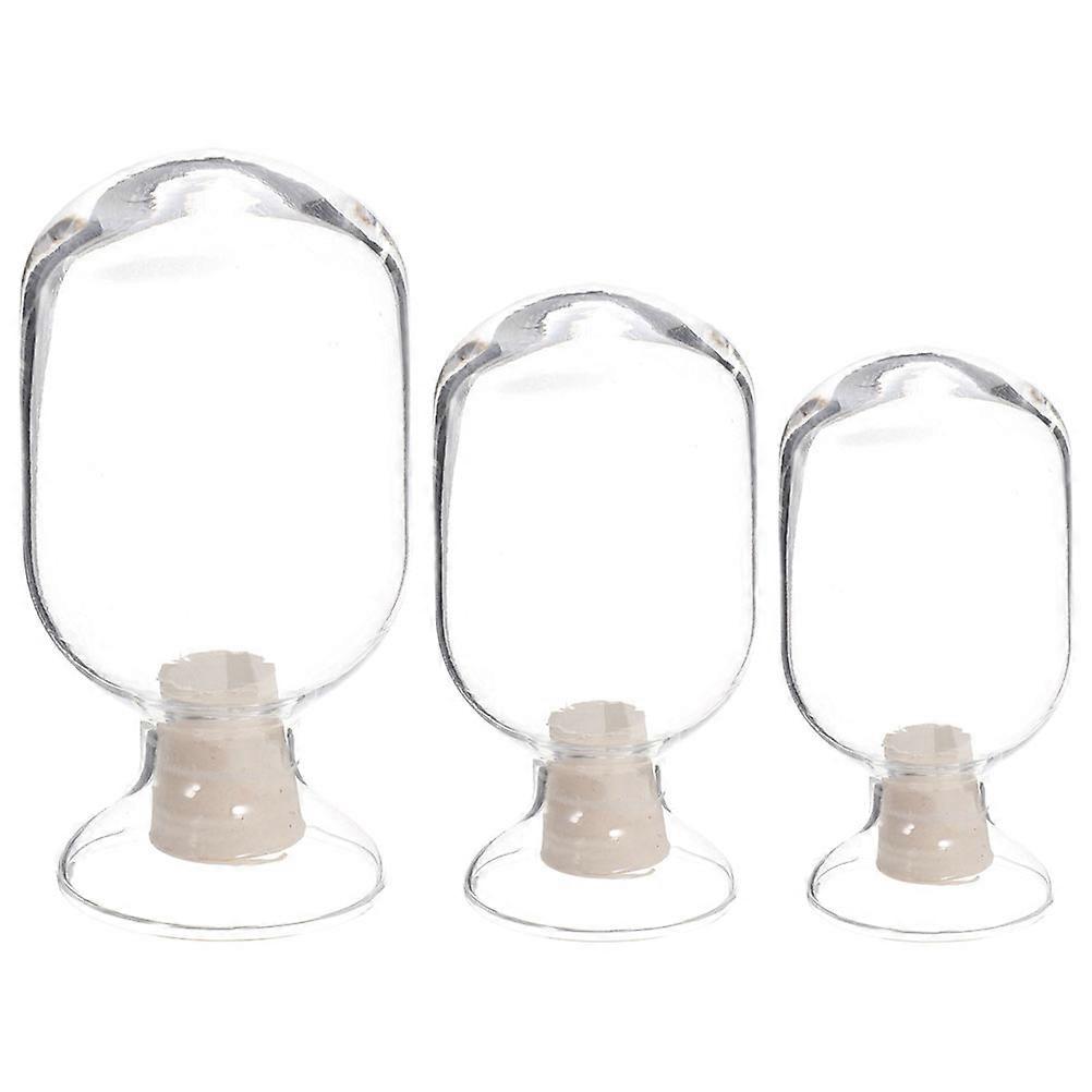 Clear Jars Cloche Bell Jar Glass Match Holder Decorative Items Container 3Pcs