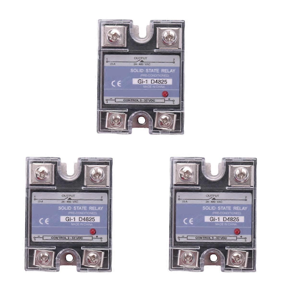 SSR 25A 3-32V DC To 24-480V AC Single Phase Solid State Relay