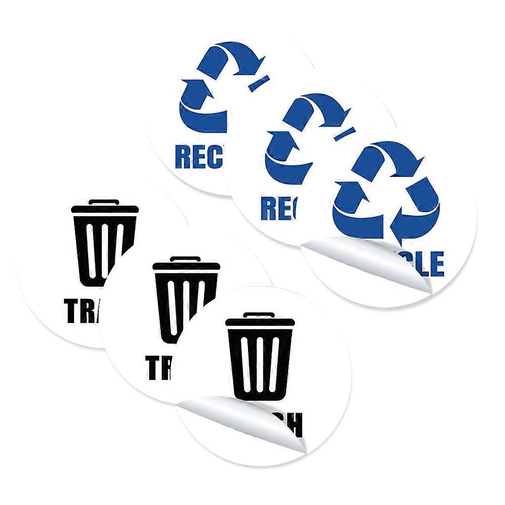 Trash Can Stickers Garbage Classification Label Stickers Office Use PVC Material 12.8x12.8x0.01cm 1 Set of 6 Sheets Environmental Protection