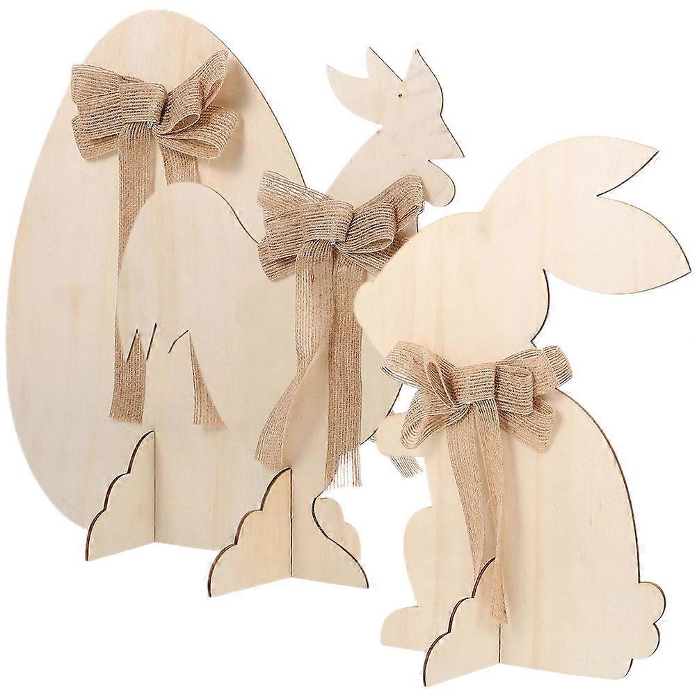 Bunny Shape Wood Slices Easter Bunny Egg Wooden Cutouts Decoration For Easter Party 30x23cm 1Set