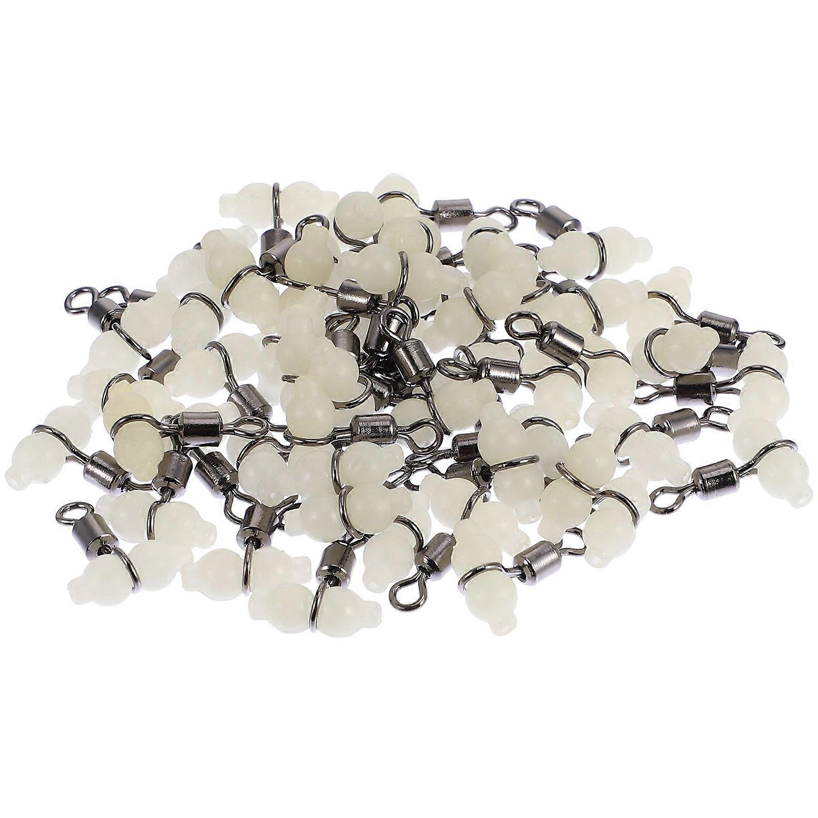 50pcs Luminous Fishing Line Swivel Connector Durable Green High Strength Line Accessory for Smooth Rotation Easy Operation
