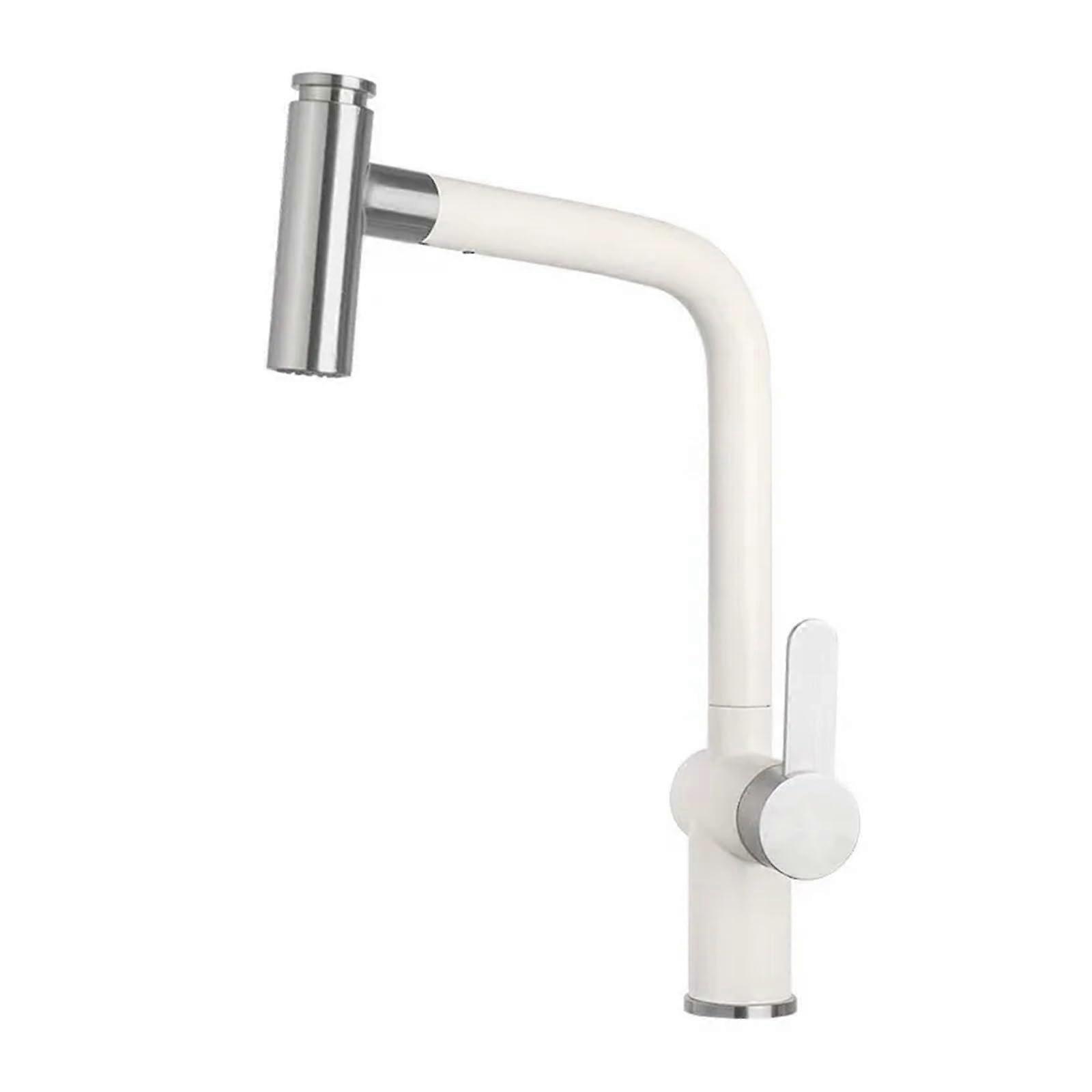 Universal swivel, pullout quartz stone faucet, kitchen sink faucet with two drainage modes (oat color)