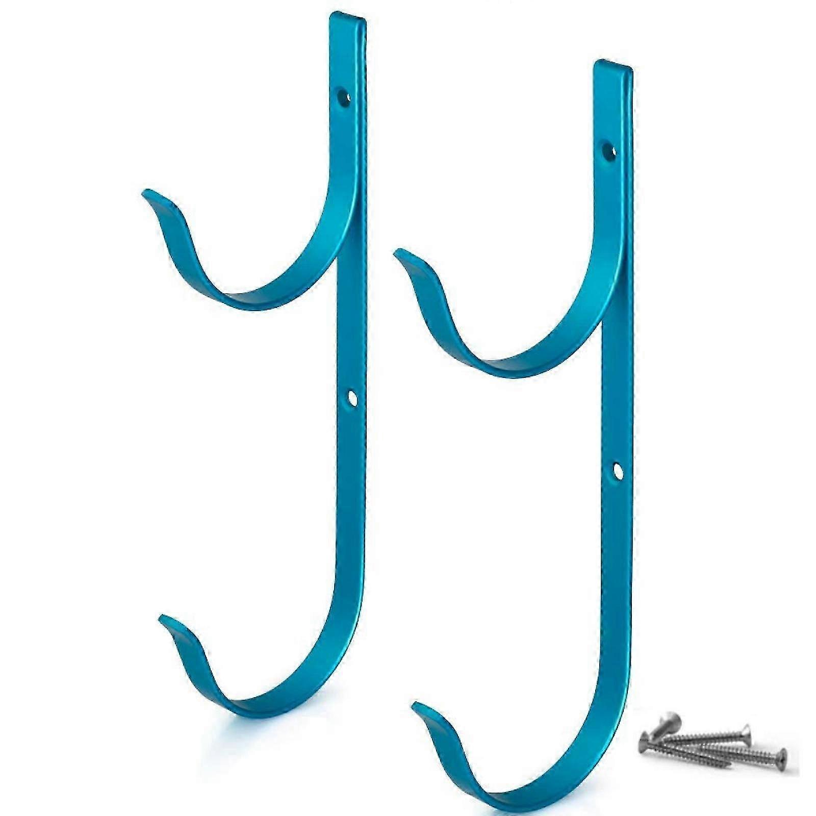 2er Pack, blau, universeller Poolstangenhaken, Poolzaunhaken, Poolorganisator, Poolstange und Schlauchhaken, Poolaufhänger, Haken für die Freibadausrüstung,