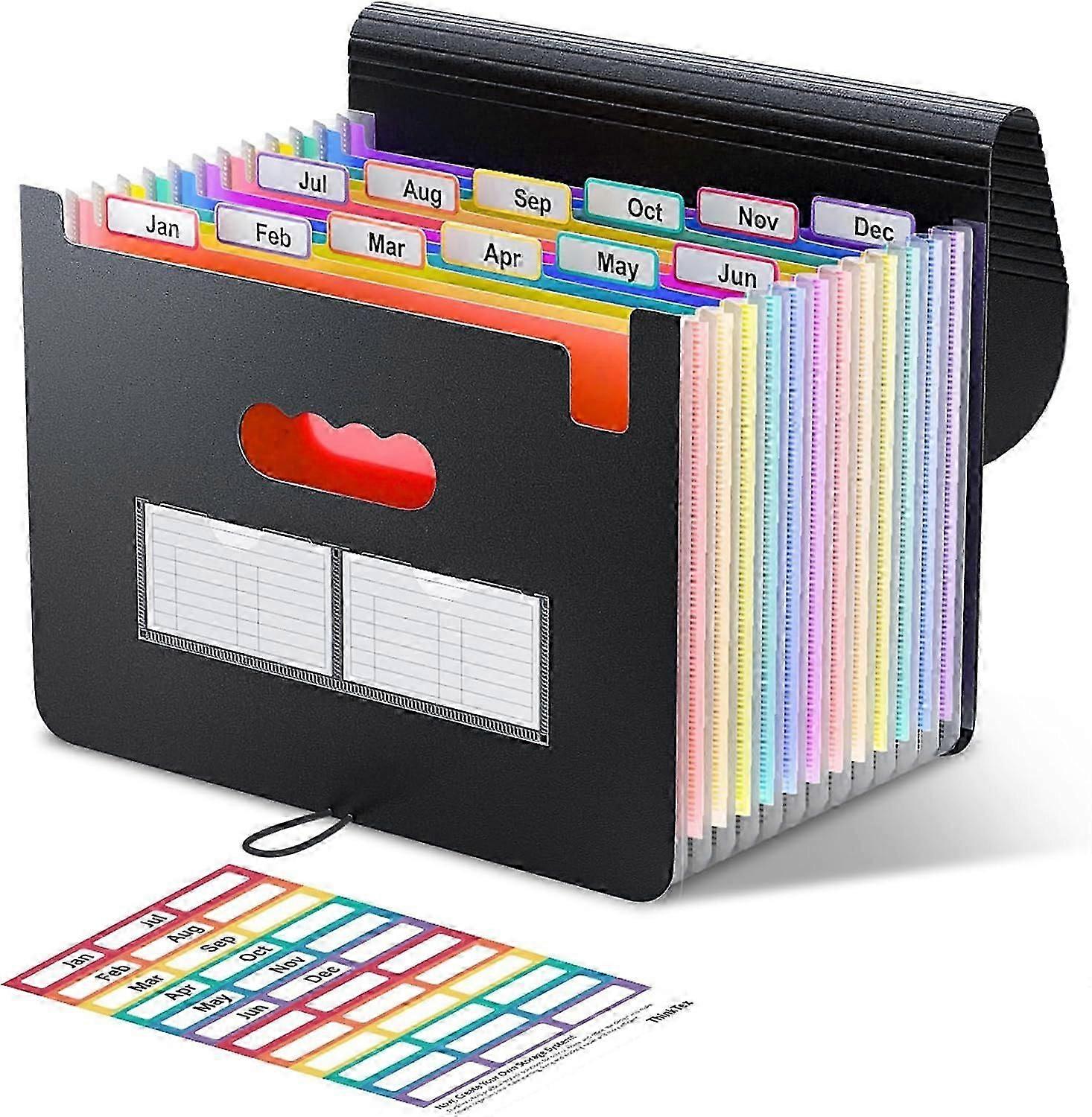 Expanding File Folder 12 Pockets Accordian File Organizer, Accordion Bill/Paper/Document/Receipt Organizer Folders(A4/Letter Size)