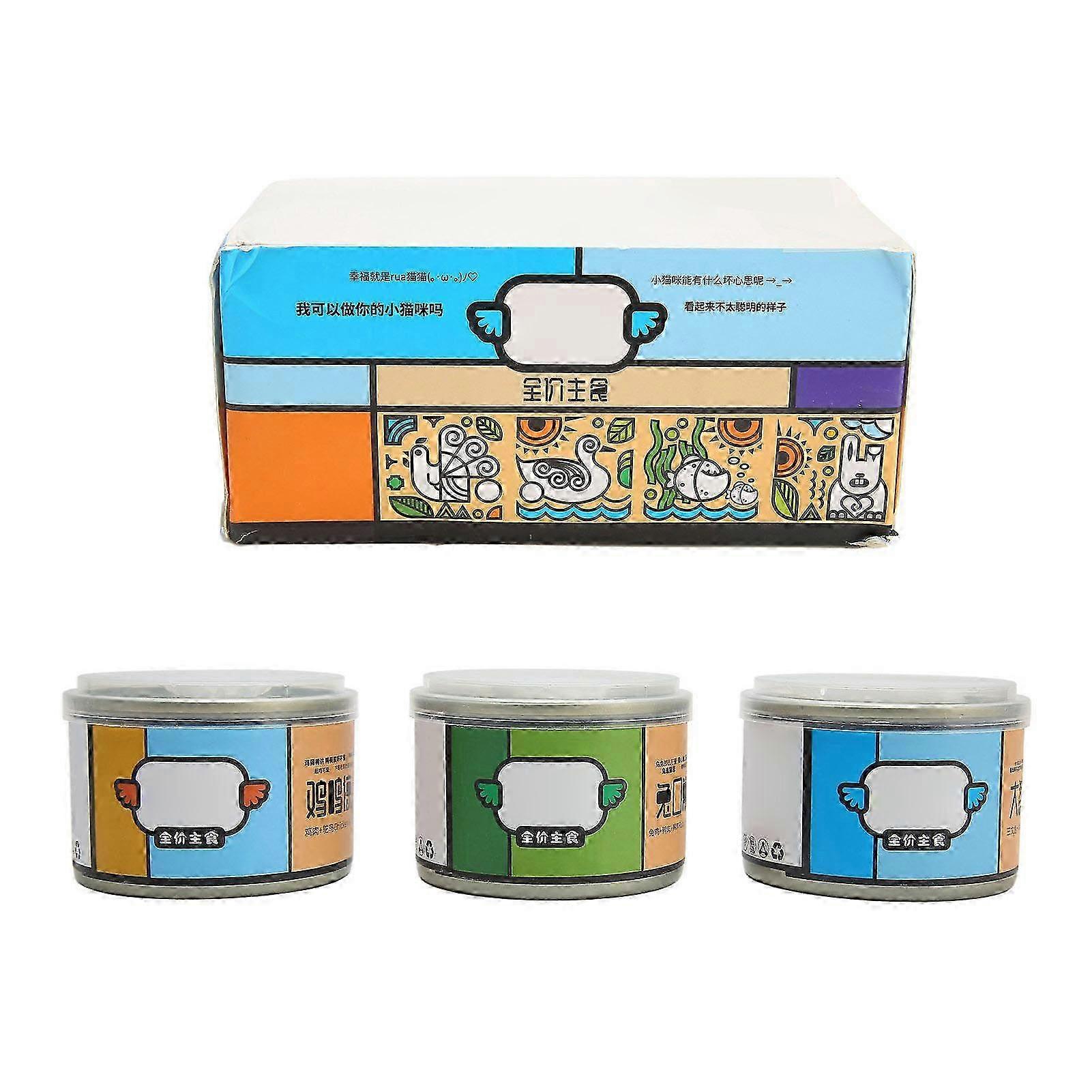 3 Pcs Nutritious Wet Cat Food with Rabbit, Duck, Quail, Salmon, Turkey, Chicken, and Ostrich
