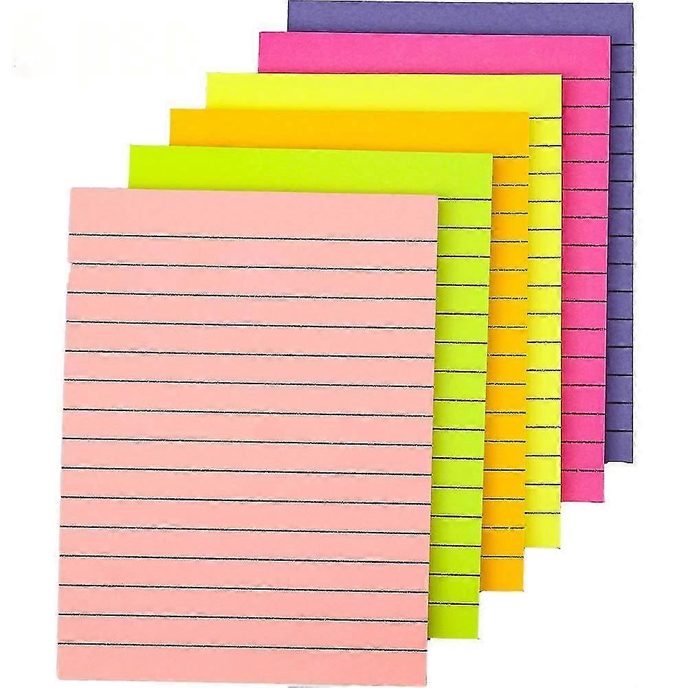 6-pack Sticky Notes Post It Colorful Lined Post Memos Removable Self Sticky Notes Pad For Office,home,school