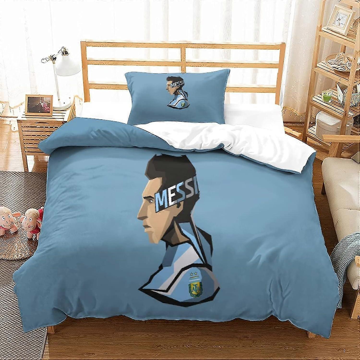 Duvet Cover Set for Football Superstar with Shams Soft Microfiber Xmas Bedding Sets with Zipper 3PC
