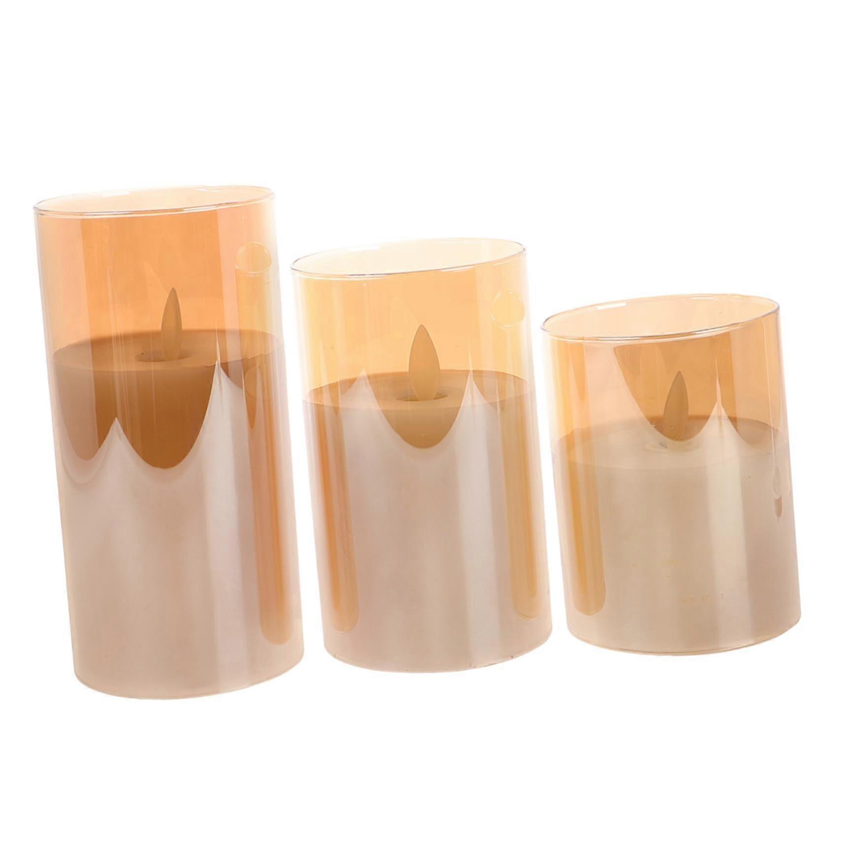 Flameless Taper Candles Flickering Pack of 3 Battery Operated Candles Decoration in Gothic Style for Home and Special Occasions Multicoloured