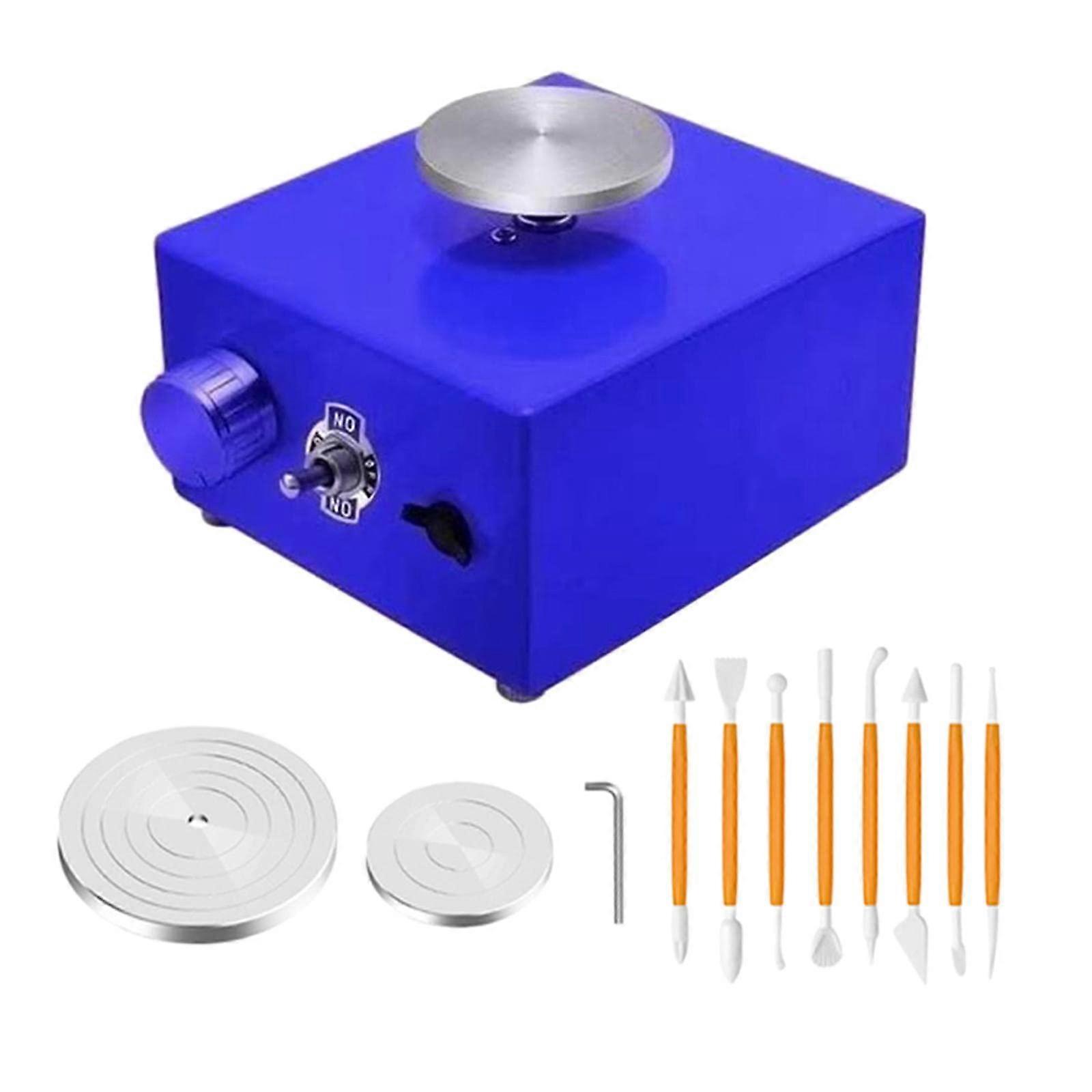 Electric Disc Mini Turntable Clay Shaping Craft Ceramic DIY Tool Wheel for Beginners Adults Blue