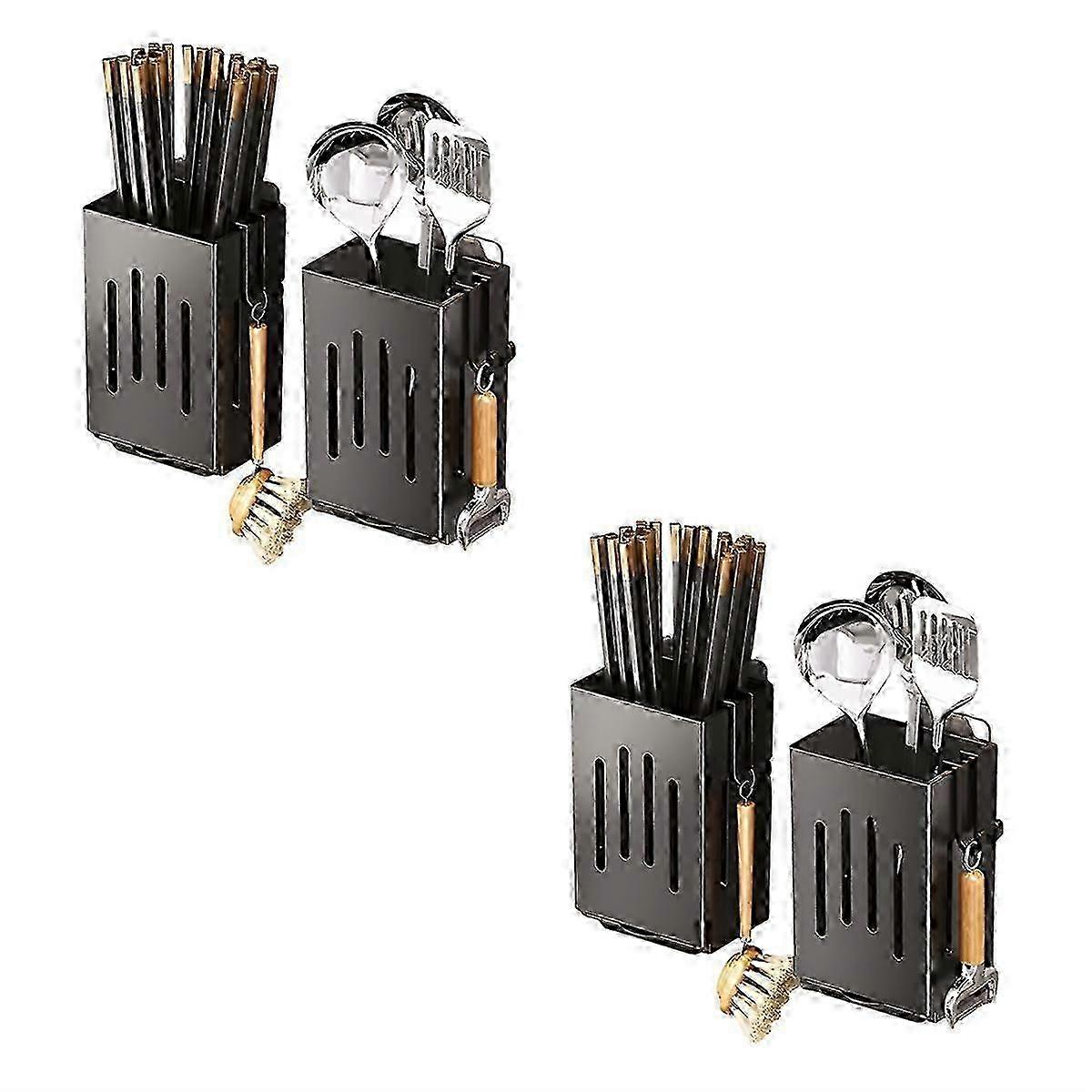 Multi-Function Kitchen Cutlery Holder, Wall-Mounted Spoon and Fork Organizer Without Punching Holes