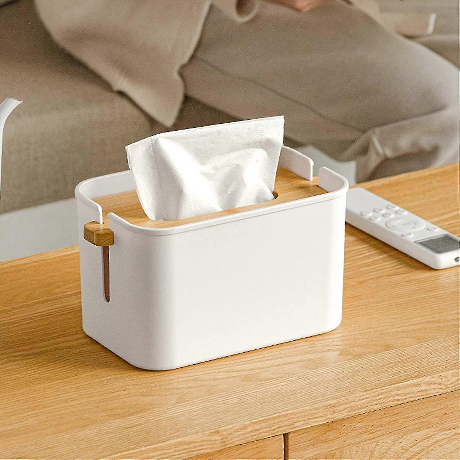 Bamboo Tissue Box Cover - Elegant Rectangular Lifting Design for UK Living Rooms
