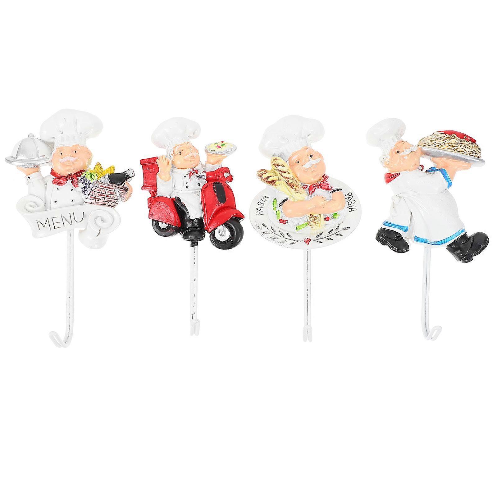 4Pcs Cartoon Resin Hanging Hooks Creative Hooks for Home Kitchen (White)