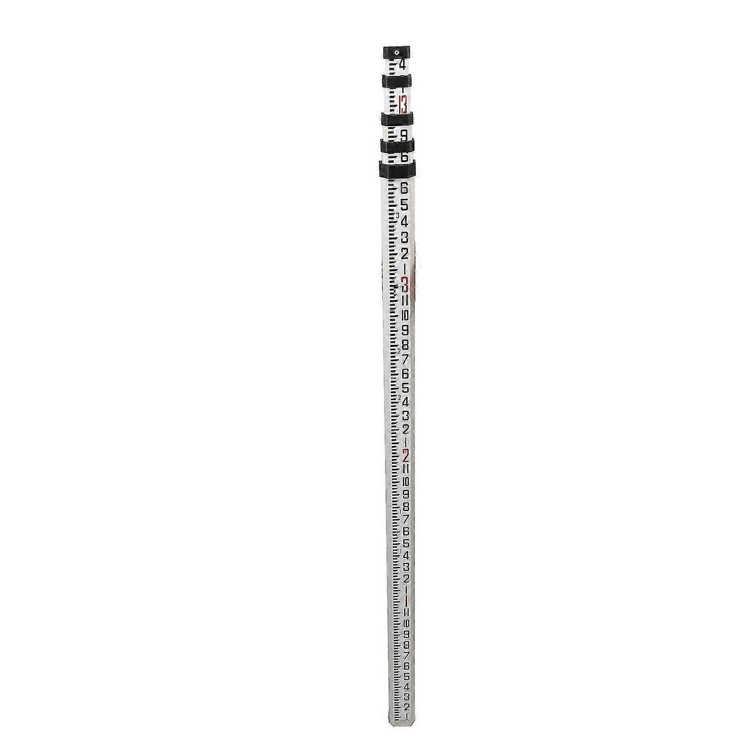 Telescopic Tower Ruler Dual Scales Thick Aluminum Alloy Retractable Rectangular Leveling Rod with Bubble Level 16FT