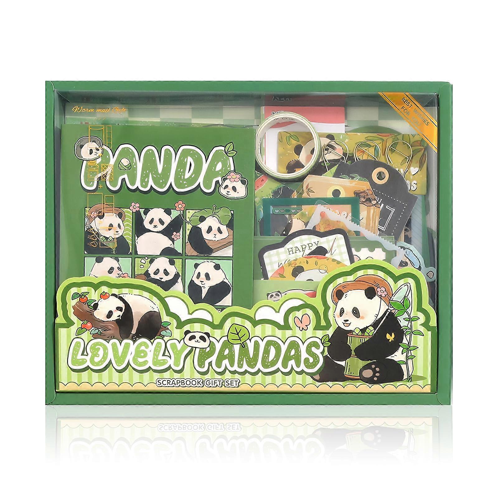 Panda Scrapbooking Kit with A6 Notebook, Washi Tape, Stickers, Accessories
