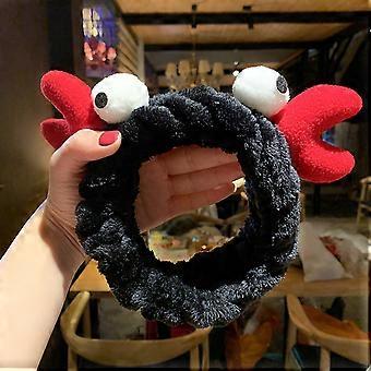 Makeup Headband Cute Look Skin Friendly Soft Elastic Band Face Wash Headband Lightweight Skincare Headbands Crab BlackYMMR)