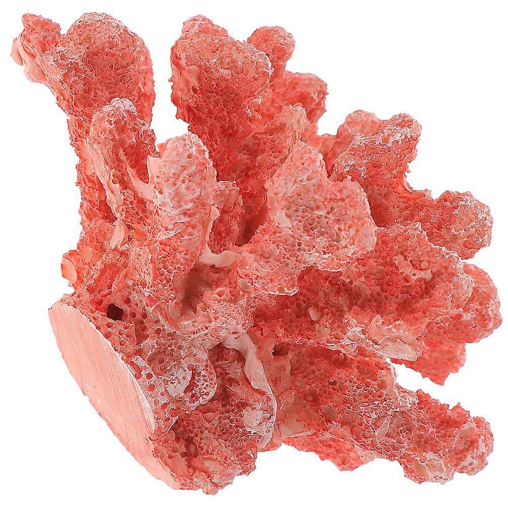 Resin Aquarium Decor Fish Tank Side Ornament Coral Shape Watermelon .1×7.1×3.9In Living Environment Improvement 1Set