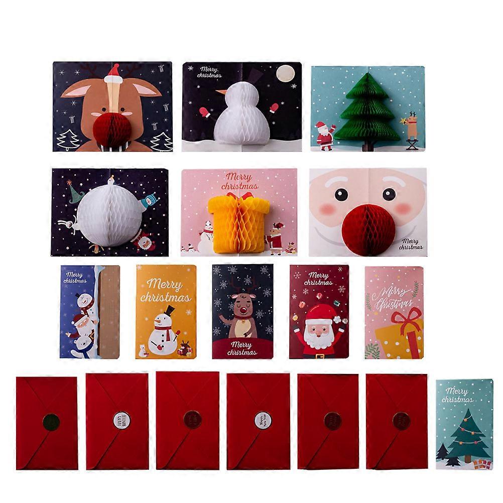 Christmas Honeycomb Balls Festive Creative Greeting Cards Express Wishes 21X16CM 1Set