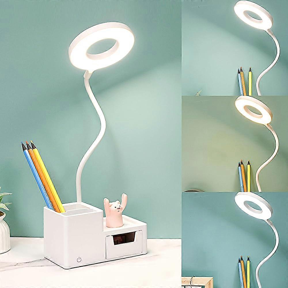 Children's Desk Lamp with Touch Switch, USB Port, Pen Holder