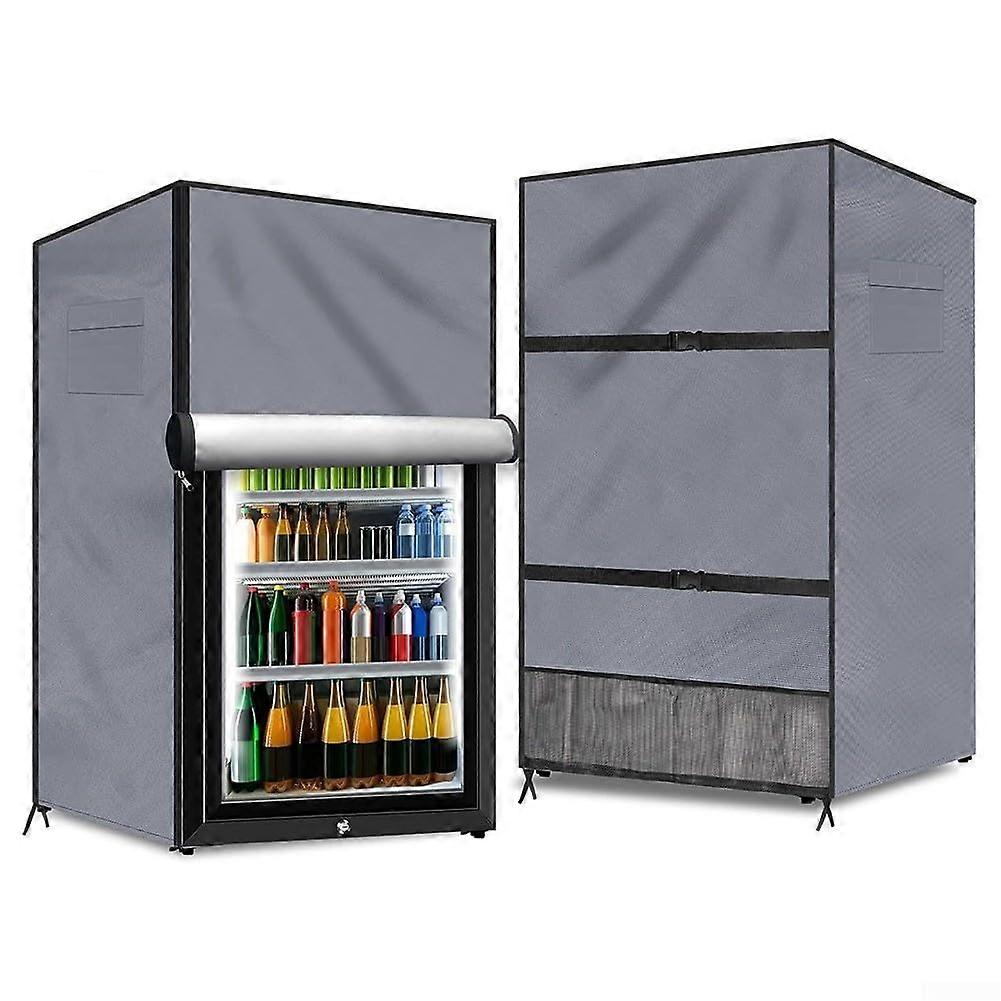 Ventilated refrigerator cover for outdoor use, compatible with most compact models, effectively allowing heat dissipation (grey L).