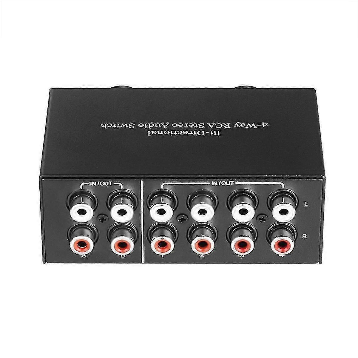 4 Way Bi-Directional RCA Stereo Audio Switch 2 in 4 Out or 4 in 2 Out L/R Jack Sound Channel RCA Au