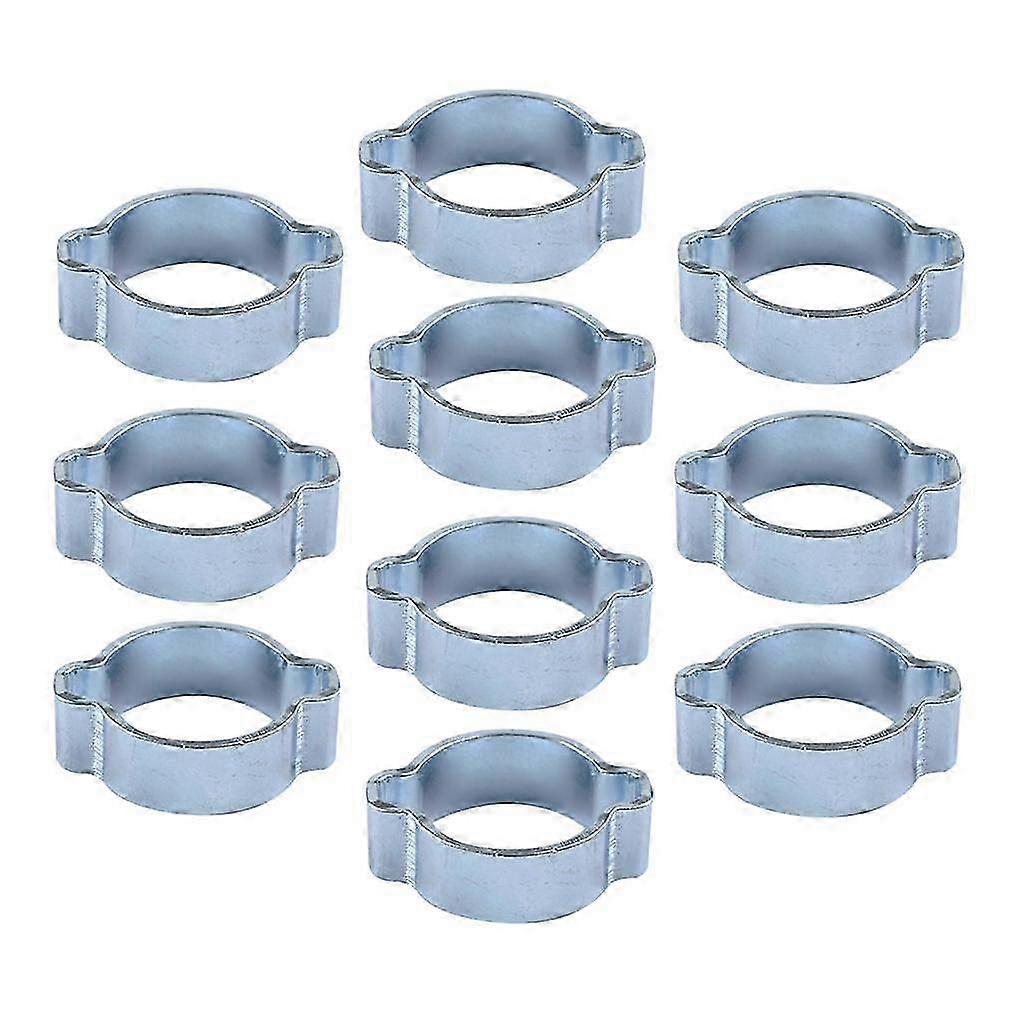 10 عبوات من مشابك الأذن المزدوجة المطلية بالزنك لخراطيم الهواء والوقود مقاس 17-20 مم