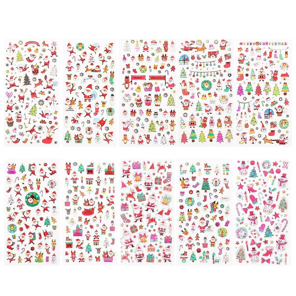 Cute Scrapbook Stickers Diary Stickers Christmas Children Assorted Color 19x9cm DIY 10 Sheets
