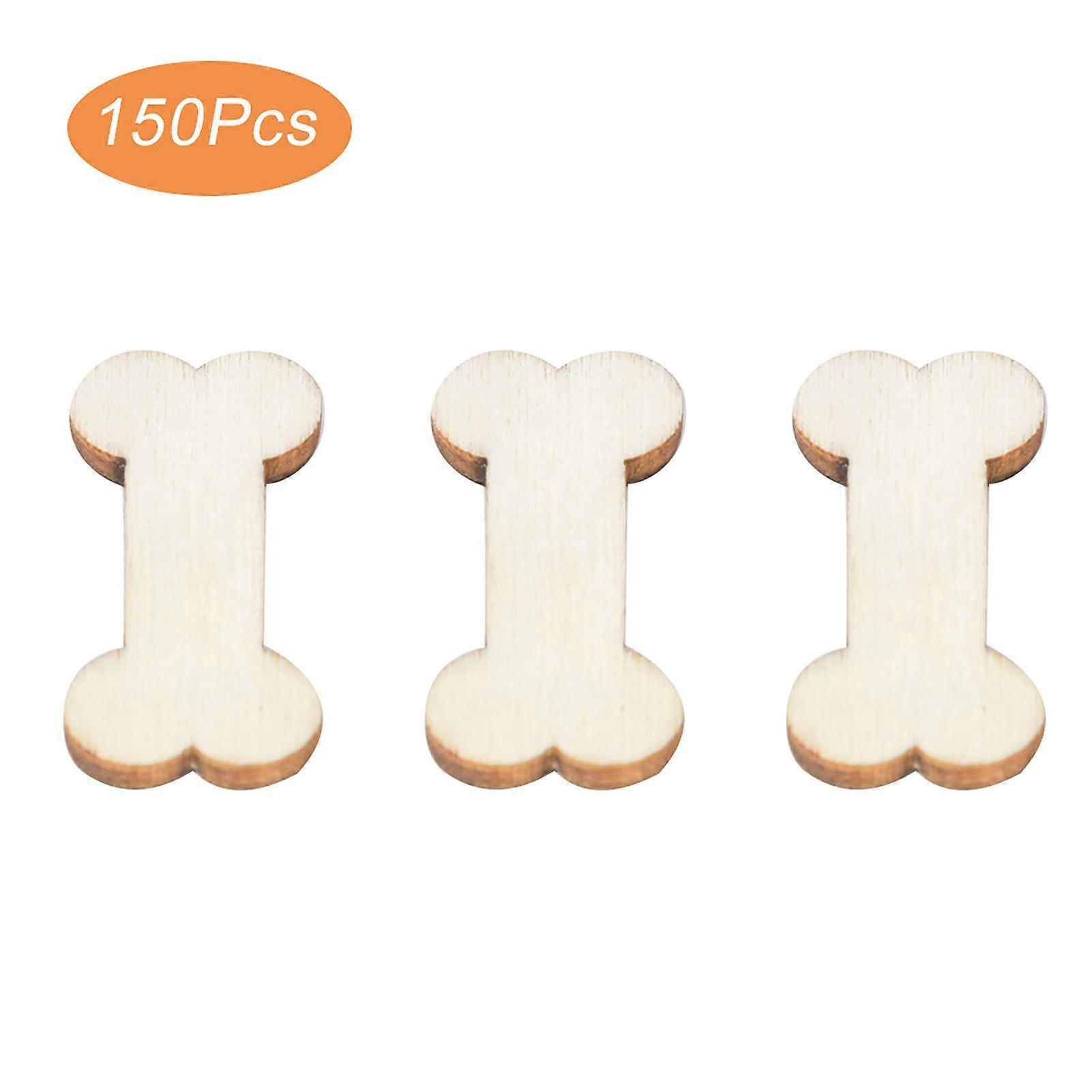 150Pcs Unfinished Feet Bone Shape Decorative Wood DIY Wooden Craft Hanging Pendants(150 pièces en forme d'os )
