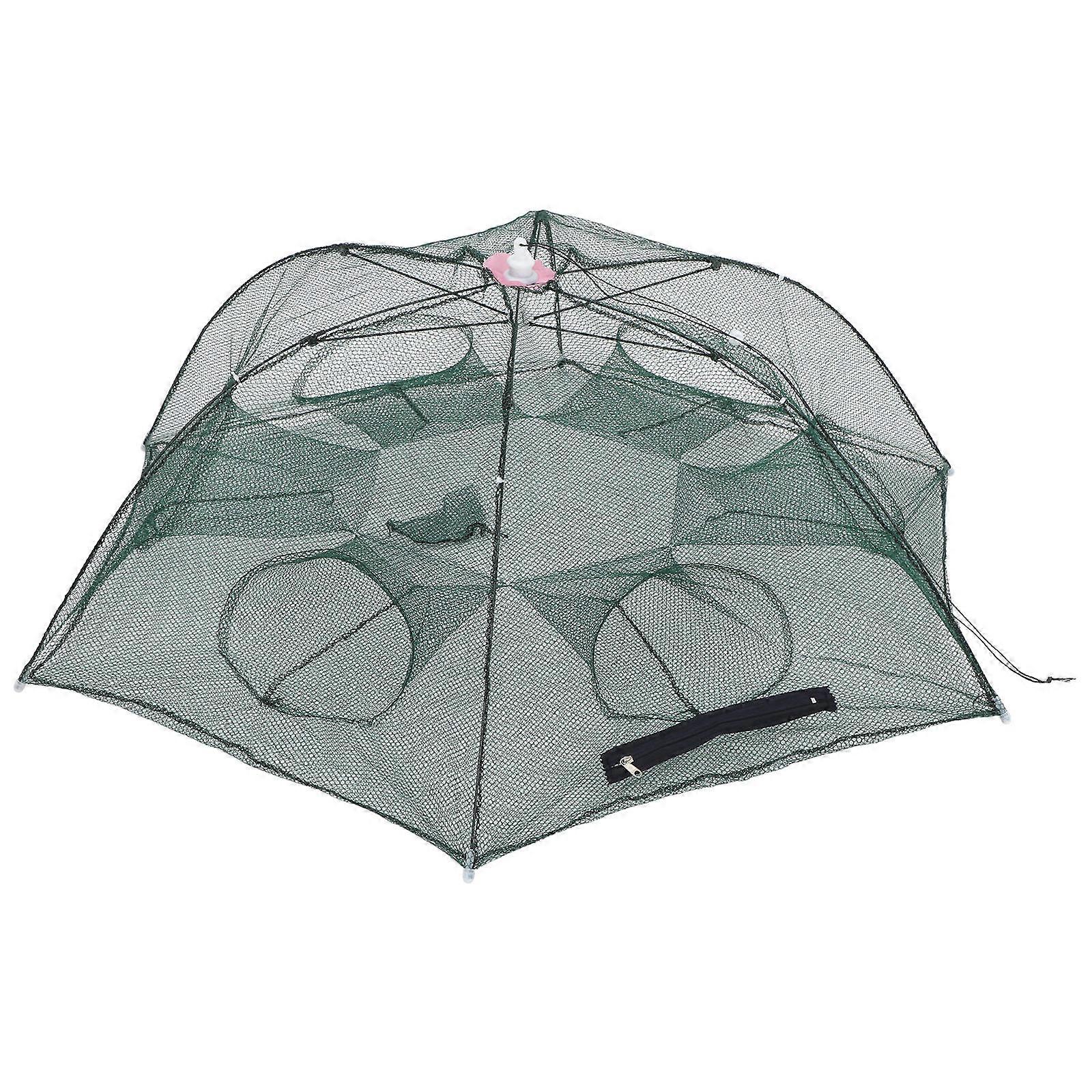 Foldable Fishing Net with Steel Wire for Easy Storage and Fishing Use Green 6 Entrance