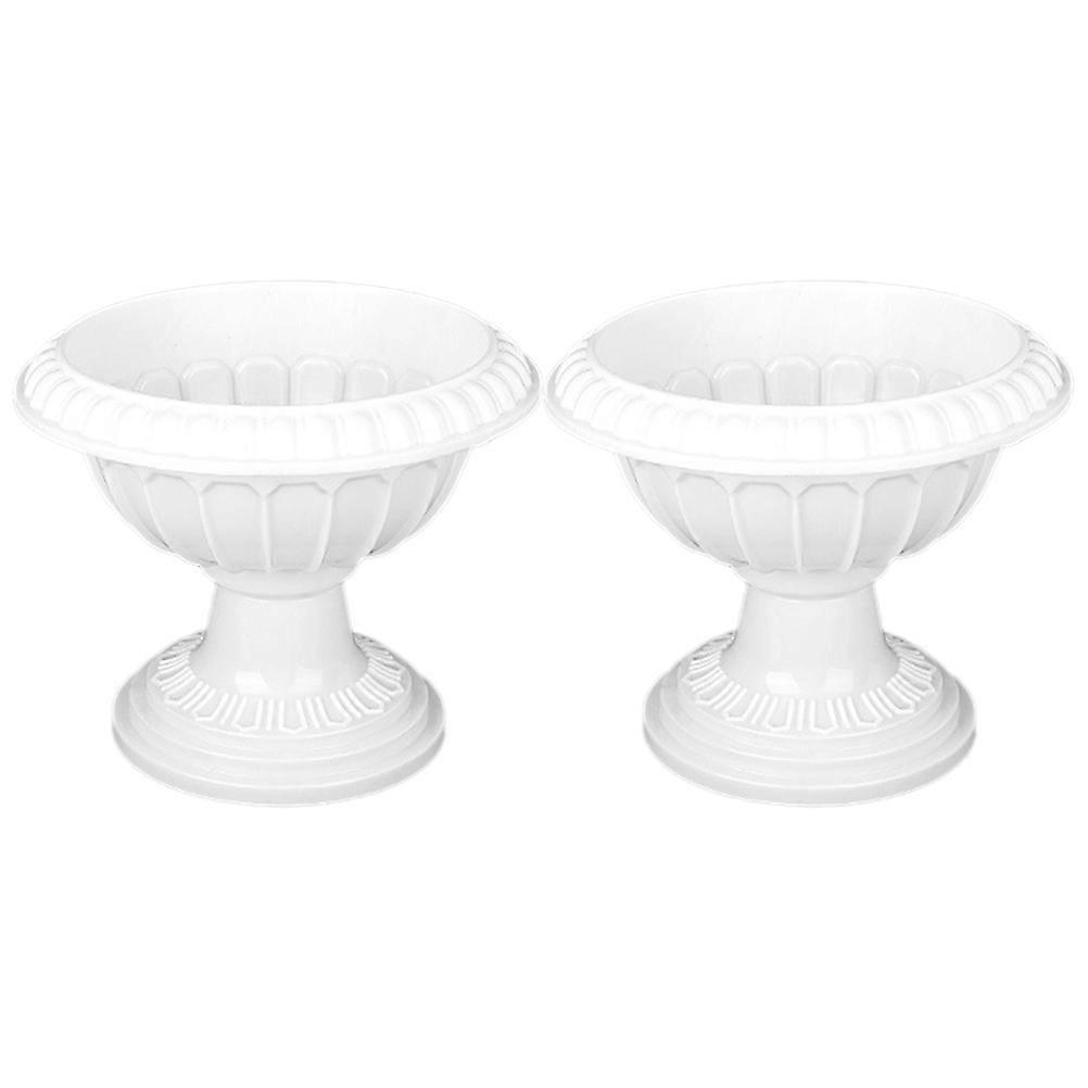 Vasos de Flores Estilo Grego Plástico Branco Resistente ao Tempo para Decoração 2 Pcs