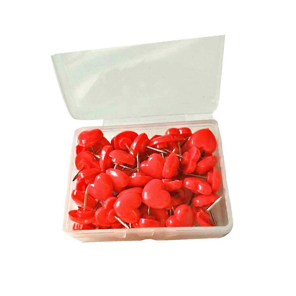 לב בצורת אגודל אדום פלסטיק thumbtack יצירתי נייר מכתבים ציוד משרד שימוש 1.2 * 1.05 ס"מ תיקון מסמכים 2 קופסאות