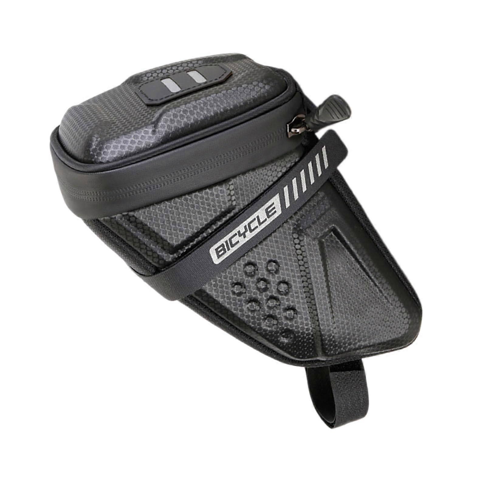 Spacious saddle bag with weatherproof large rear bag for rides and daily commutes to work.