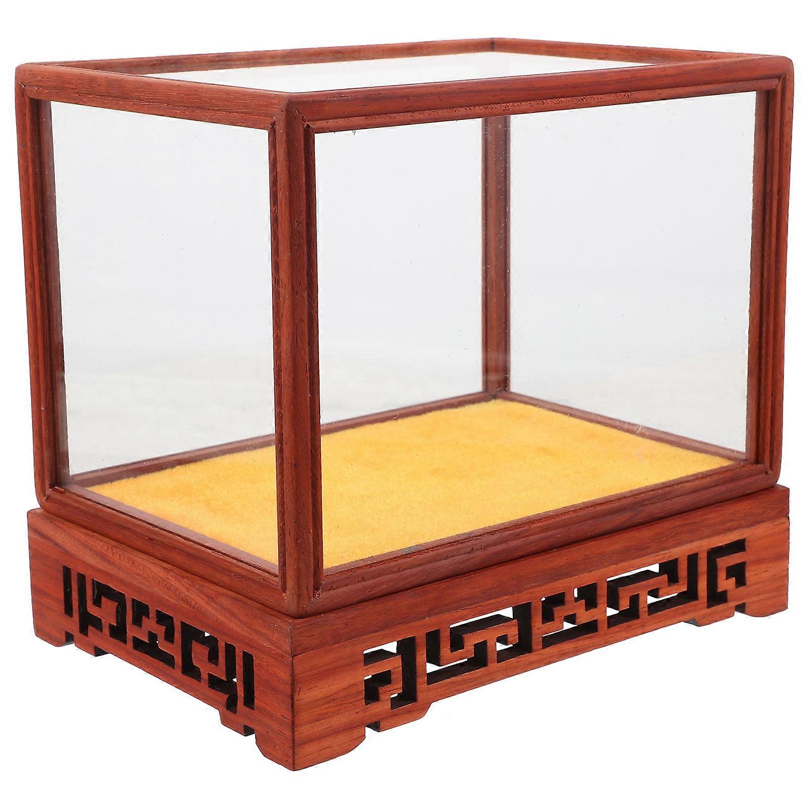 Antique Transparent Display Box Vintage Style Showcase Dustproof Protection for Collectibles, Buddha Statues, and Home Decor Organization
