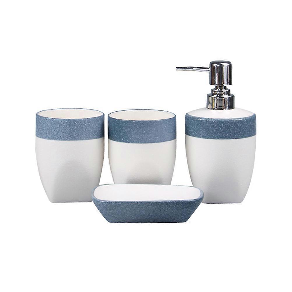 Ceramic Bathroom Accessory Sets Emulsion Bottle Soap Dish Blue 1Set