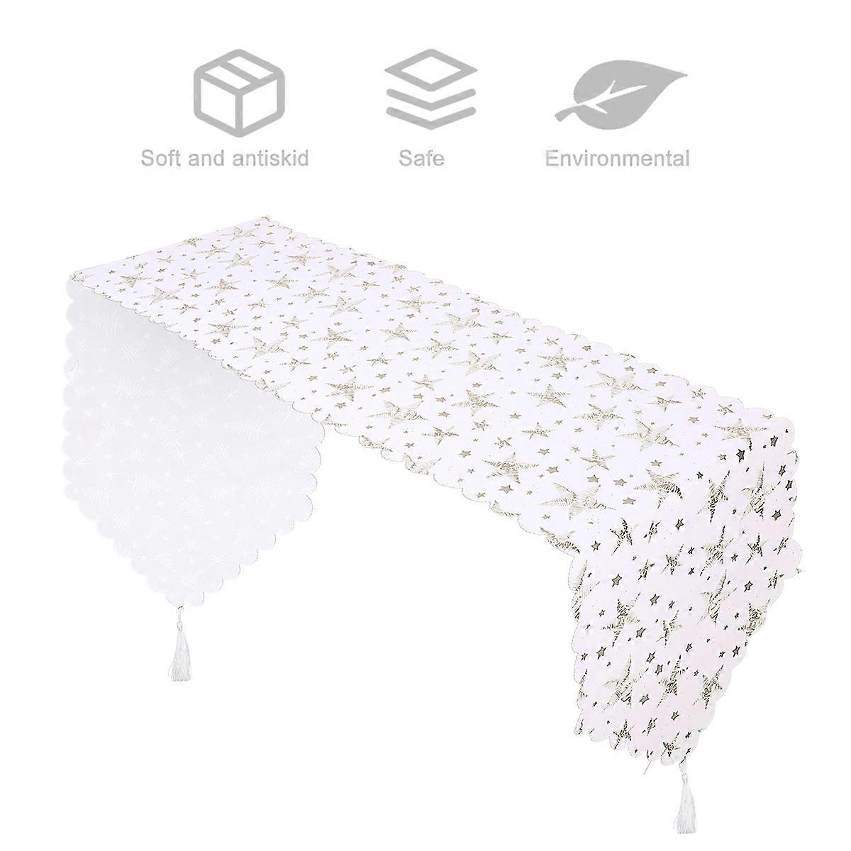 Kitchen Decor Rectangular Tablecloth Parties White 70.74X14.15X0.2Inch Fine Workmanship 1Pack