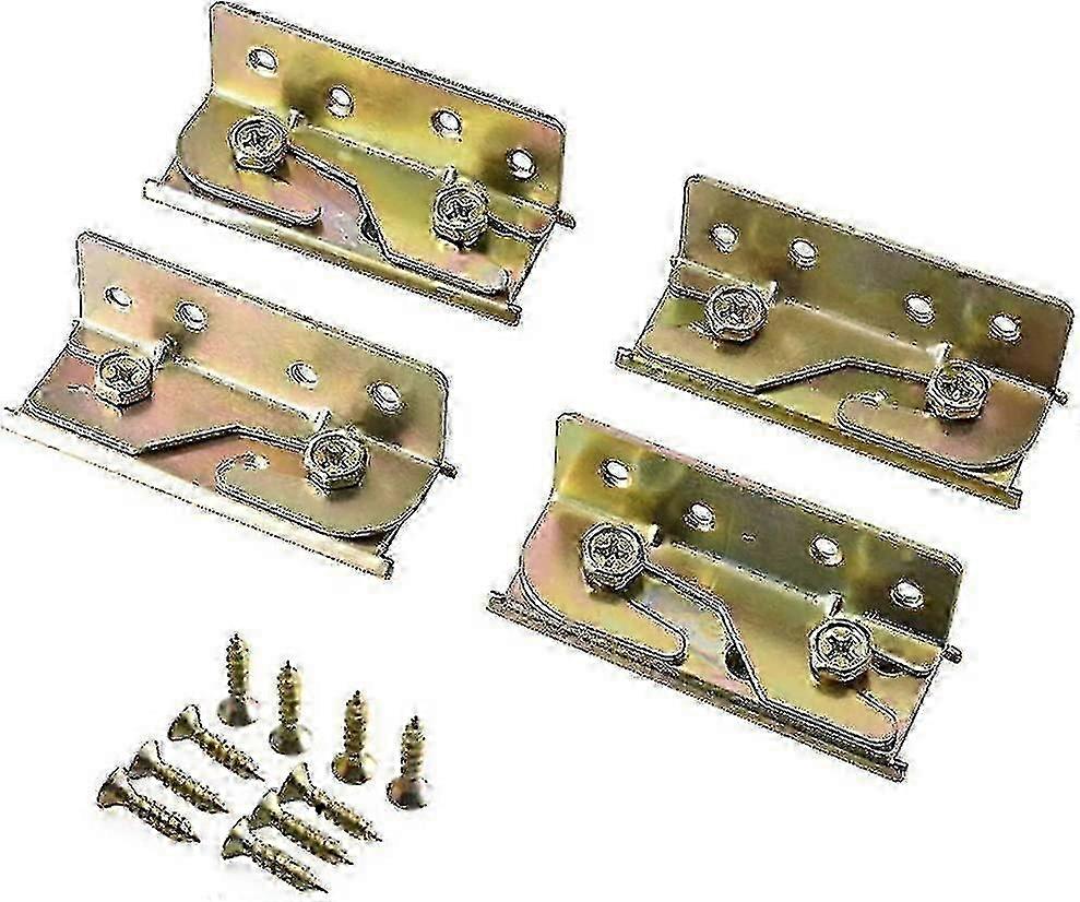 Bed Hinge, 4 Pieces Bed Rail Bracket, Heavy Duty Bed Hinge, Furniture Bracket Connector, With Screws, For Bedroom Bed Hinge Bracket Fixed Connection h