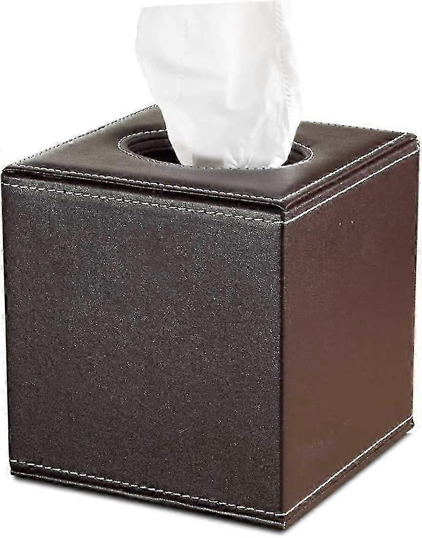 Pu Leather Tissue Box, Square Tissue Dispenser, Brown