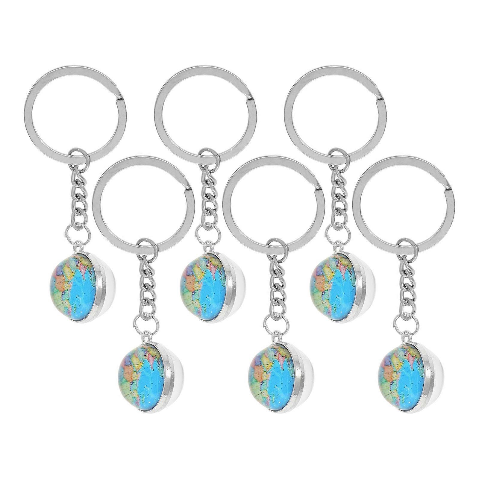 6pcs Globe Keychain with Earth Pattern Durable, Fade Resistant Keyrings for Women Stylish Hanging Ornament