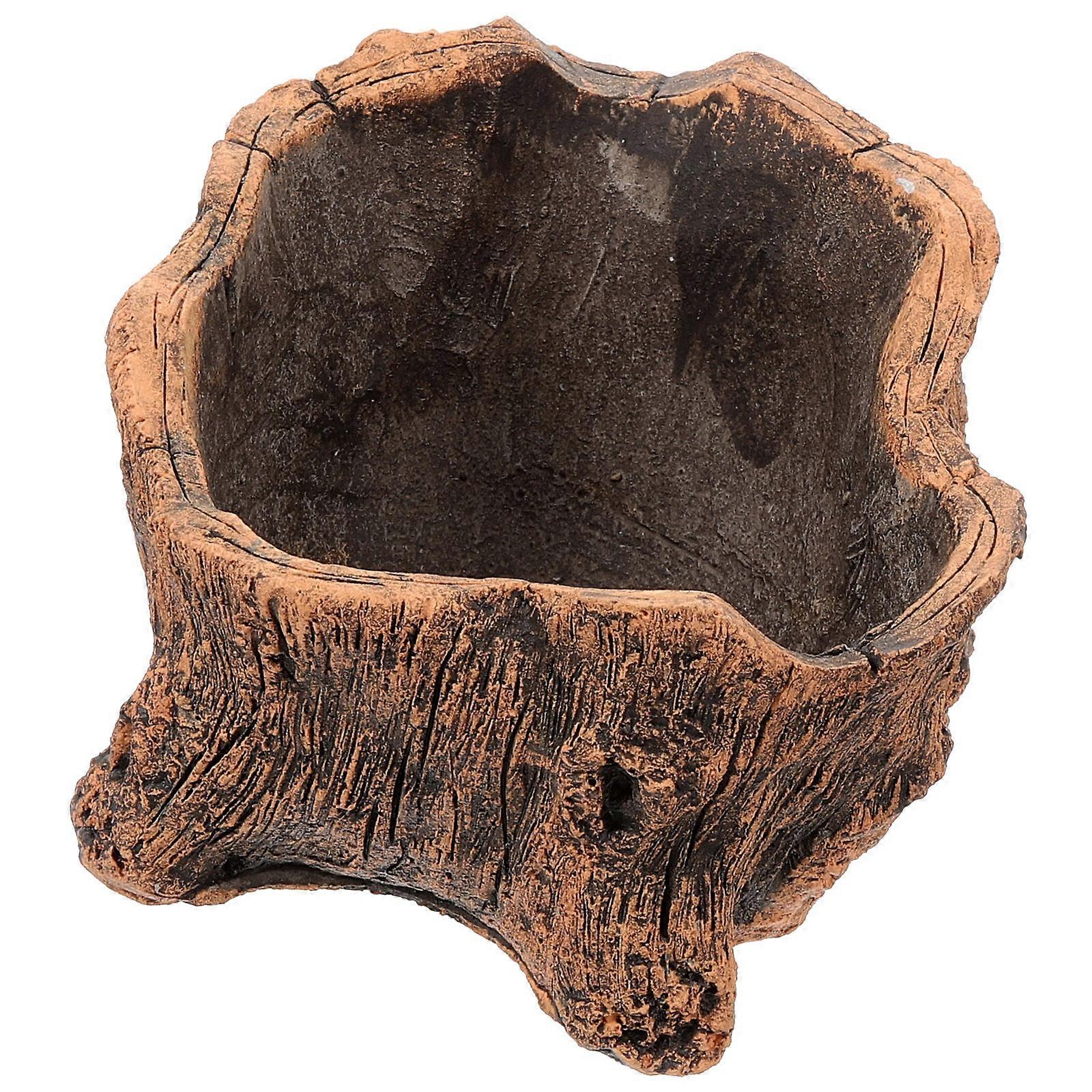 Cement Planter with Imitation Wood Design for Storage Light Brown MultiFunctional Planter 7.87x7.87x10.24 Inches