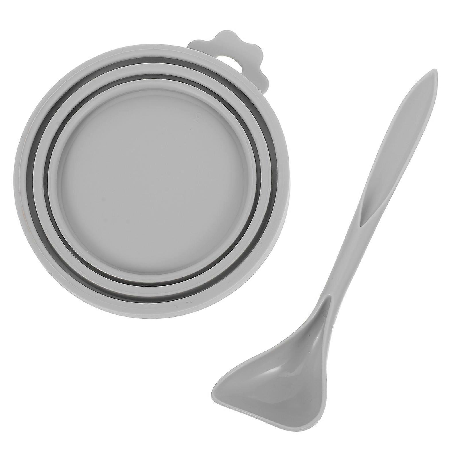 Reusable Silicone Pet Can Covers with Spoon for Cat and Dog Food 2pcs Spill Proof Cup Covers Reusable Mug Lids Supply
