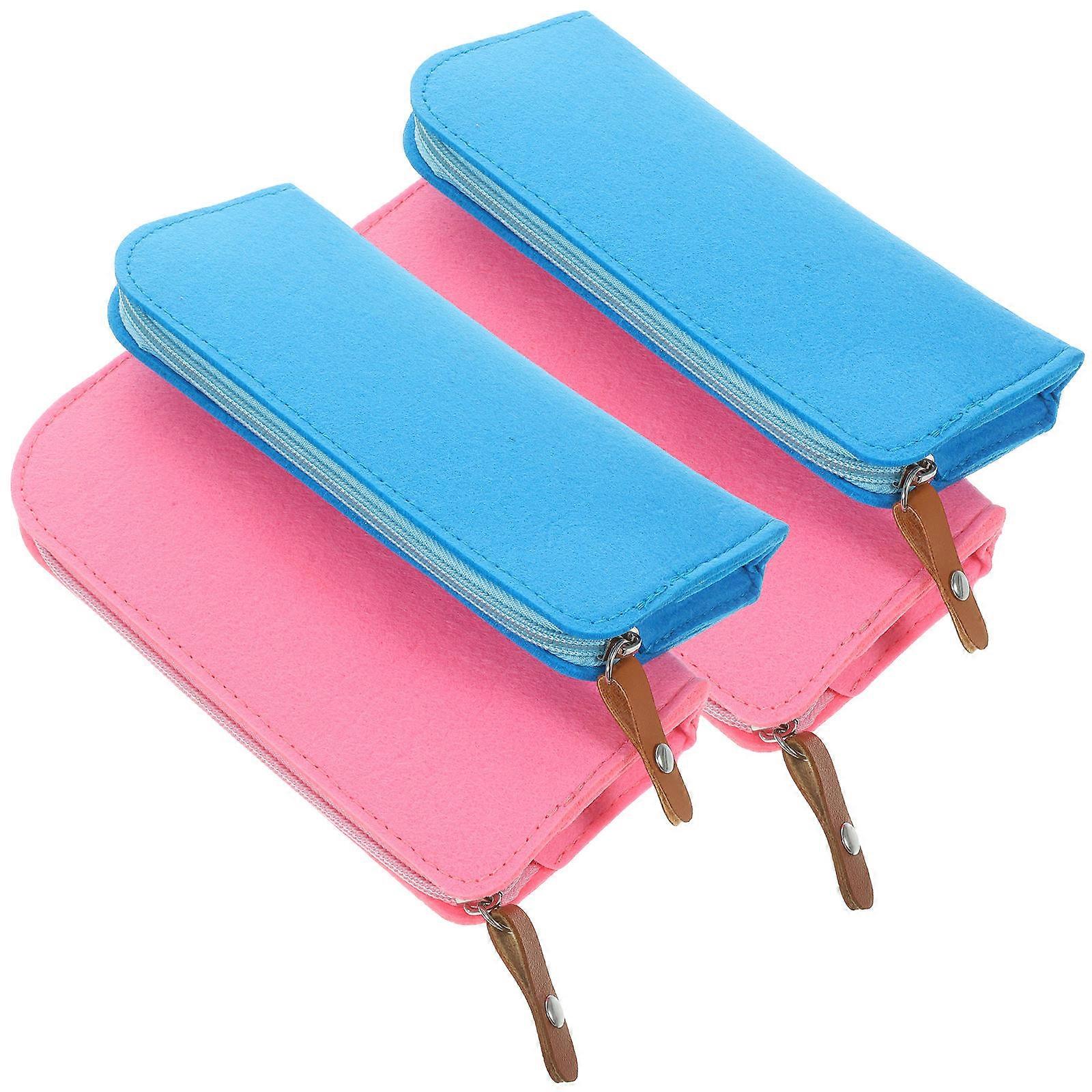 Handheld Felt Pencil Pouch Multi-Function Stationery Bag for Storage 4Pcs