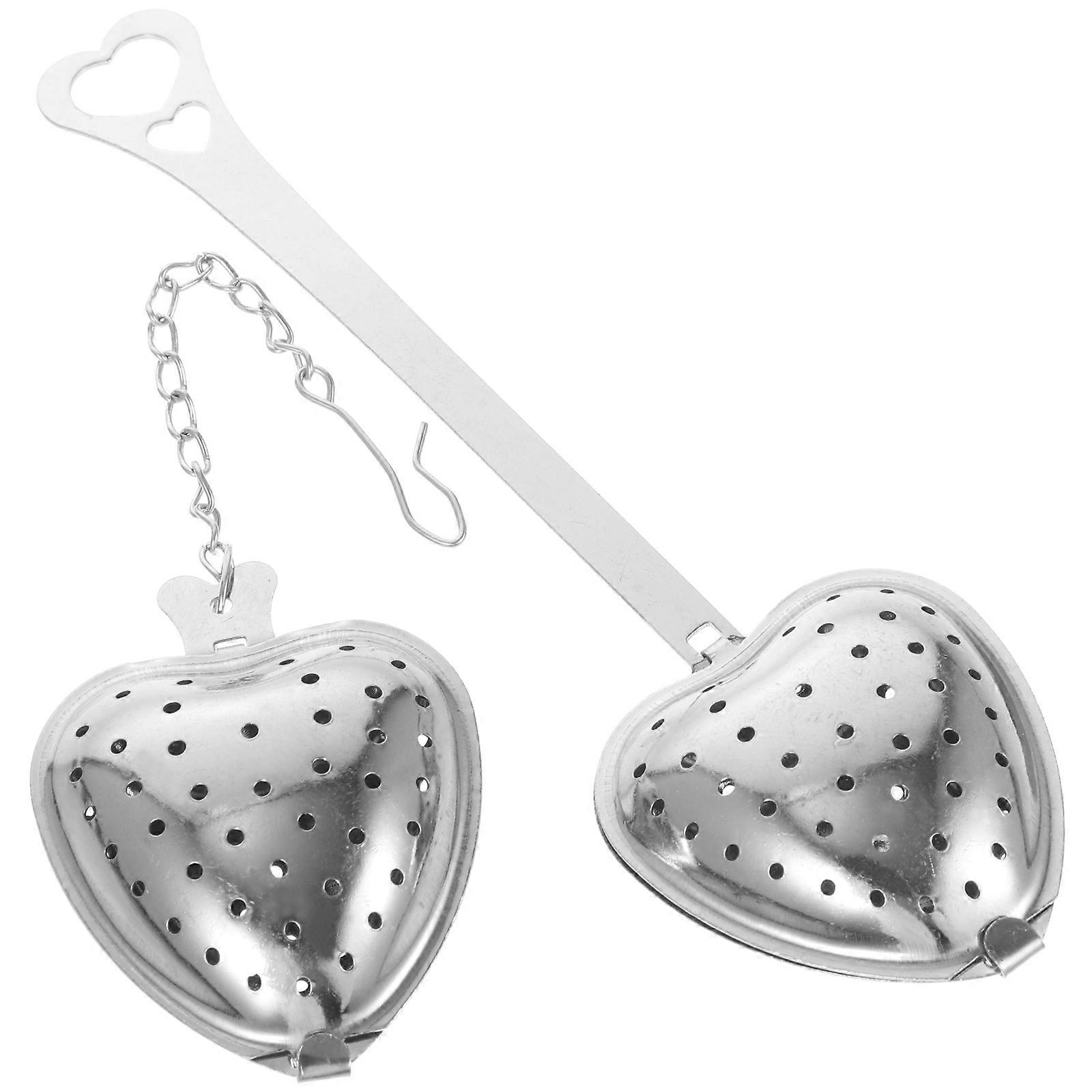 Hjerteformet rustfritt stål tekule diffusor for tebrygging tekanne 5,5X1,8X0,8 tommer filter teblader 2 stk