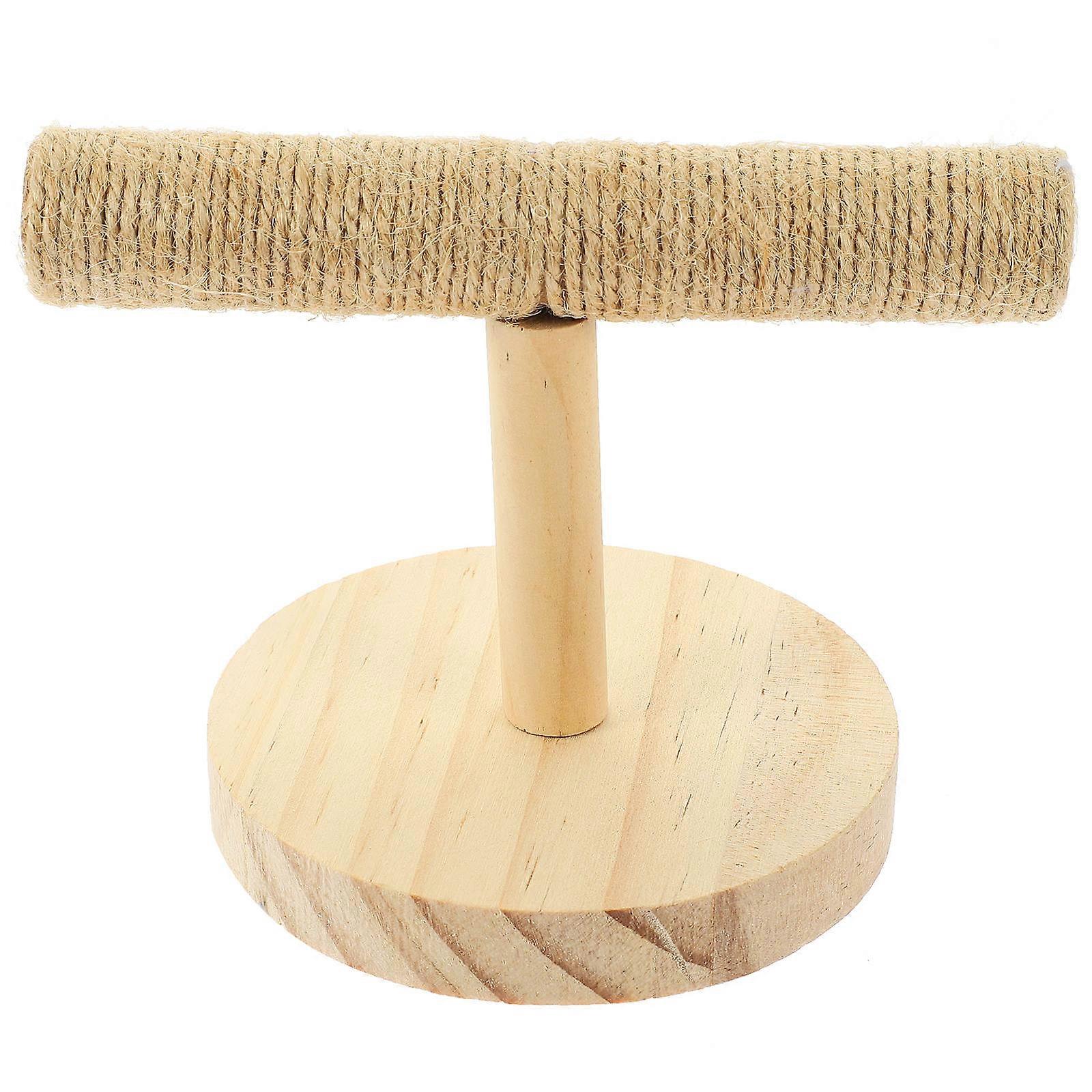 Wooden Bird Perch Stand for Parrots Khaki Color Durable and Sturdy Toy for Pet Use 7.9 Inches
