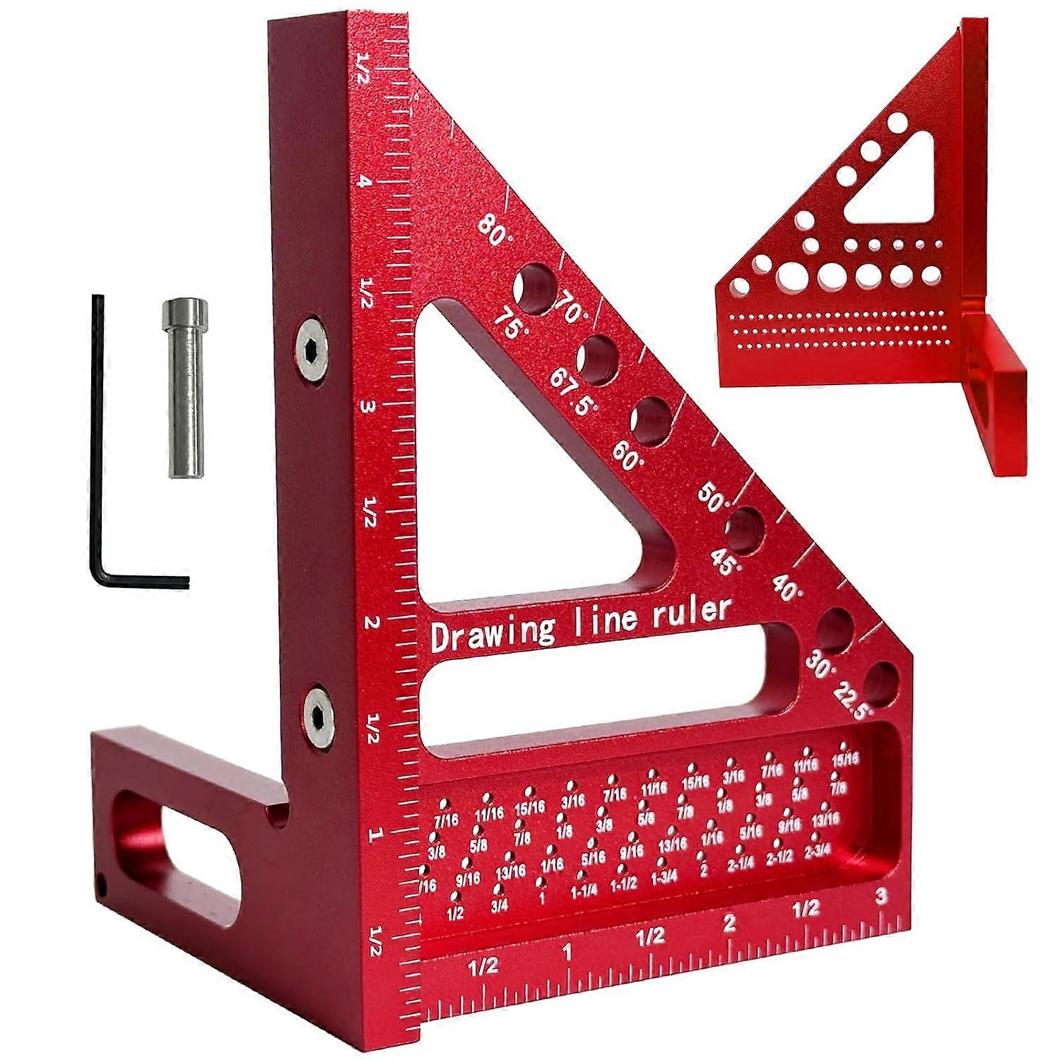 Kwadrat stolarski 3D - aluminiowa linijka ukośna 22,5-90 ° z kołkiem pozycjonującym