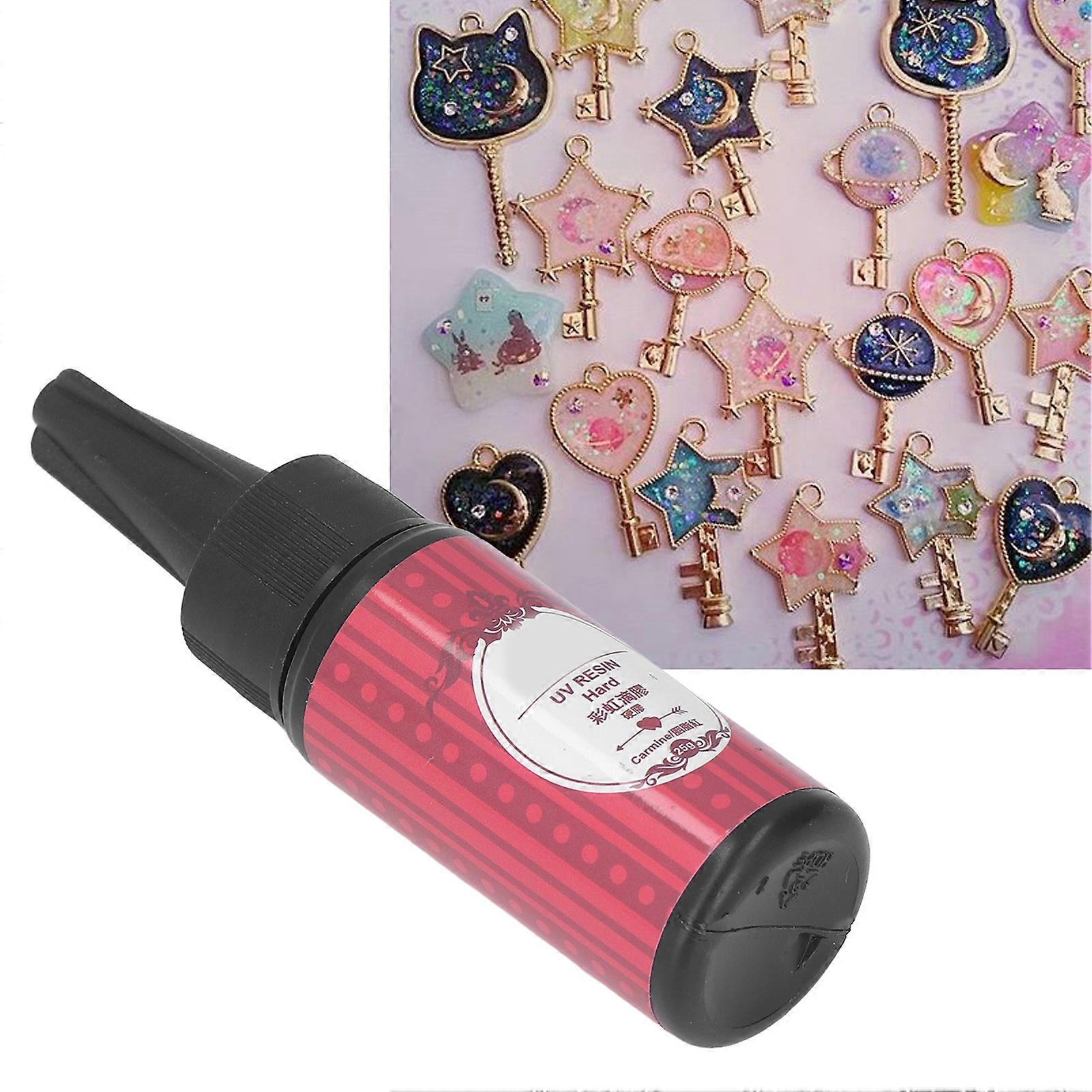 25g UV Glue Safe Non Toxic Bottle Sealing Leakproof Fast Curing Color UV Curable Resin Crystal Glue Red 