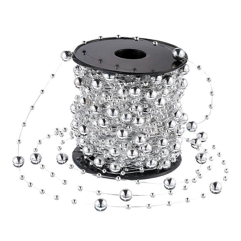 1 Roll Fishing Line with Artificial Pearls Beads Chain for Christmas Beaded Garland