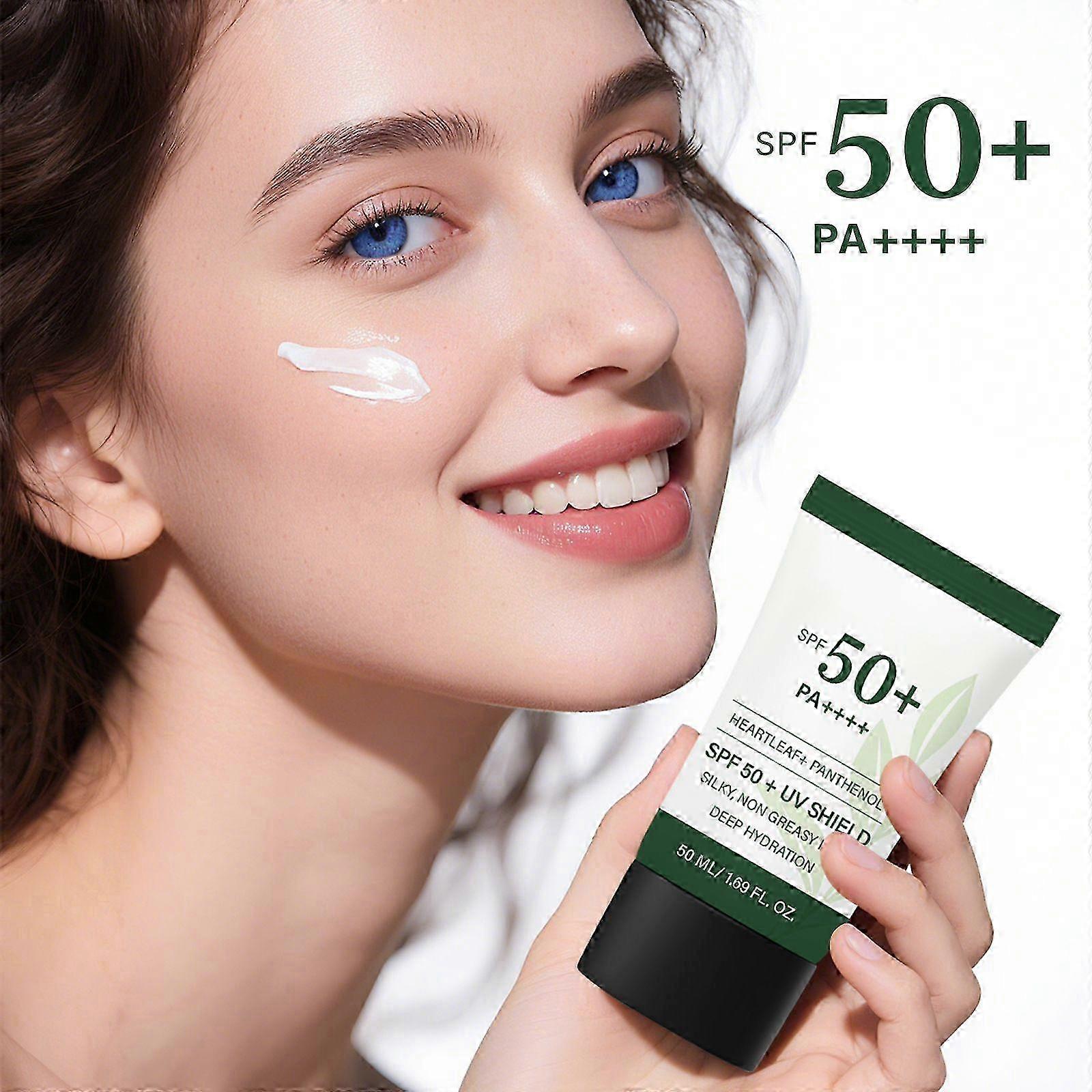 SPF 50+ PA++++ Sunscreen with Heartleaf & Aloe Vera - Non-Greasy, Hydrating, 50ml Travel Size