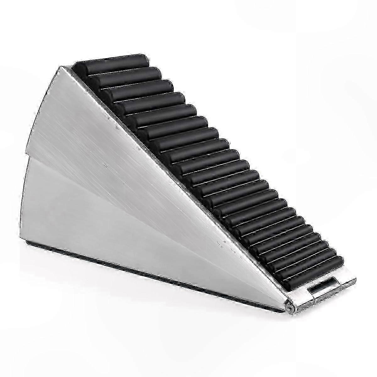Durable Spring-Loaded Door Stop Wedge in Black and Silver for Bottom Mounting
