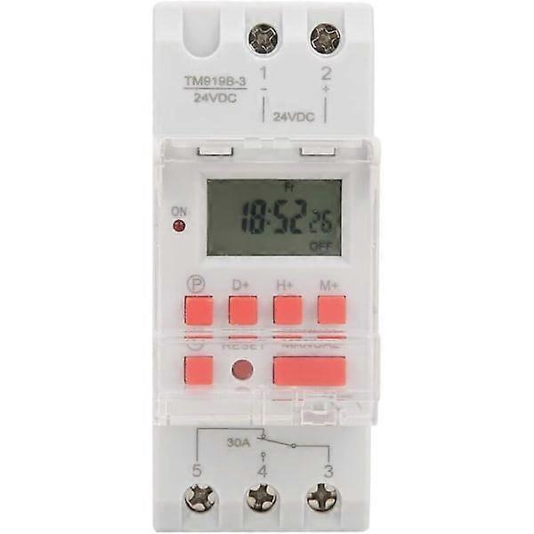 DC 24 V Timer, 30 A Weekly 12/24 Hours, Programmable Timer, 16 On/Off Per Day, LCD Electronic